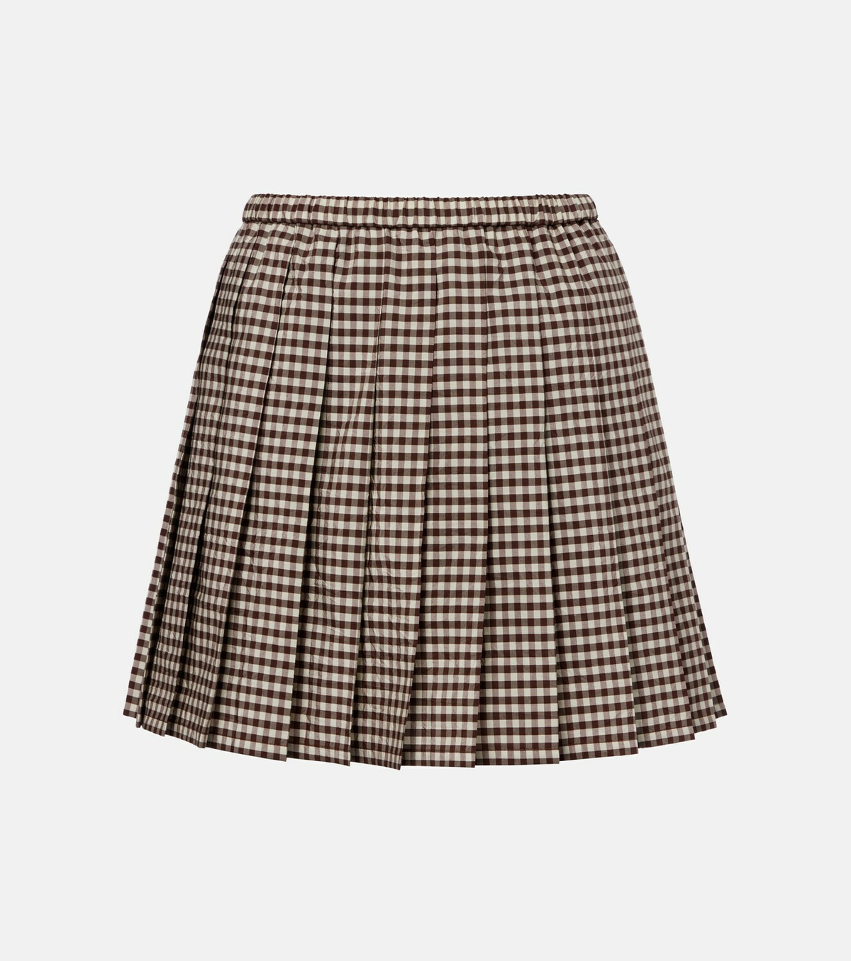 Moncler Pleated gingham cotton-blend miniskirt