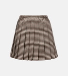 Moncler Pleated gingham cotton-blend miniskirt