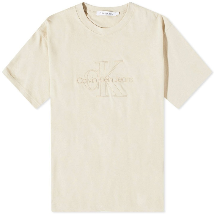 Photo: Calvin Klein Men's Monologo Washed T-Shirt in Classic Beige