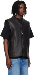 Alexander Wang Black Boxy Moto Leather Vest