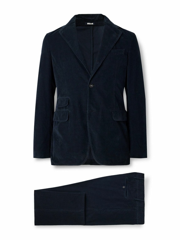 Photo: Massimo Alba - Sand Cotton-Corduroy Suit - Blue
