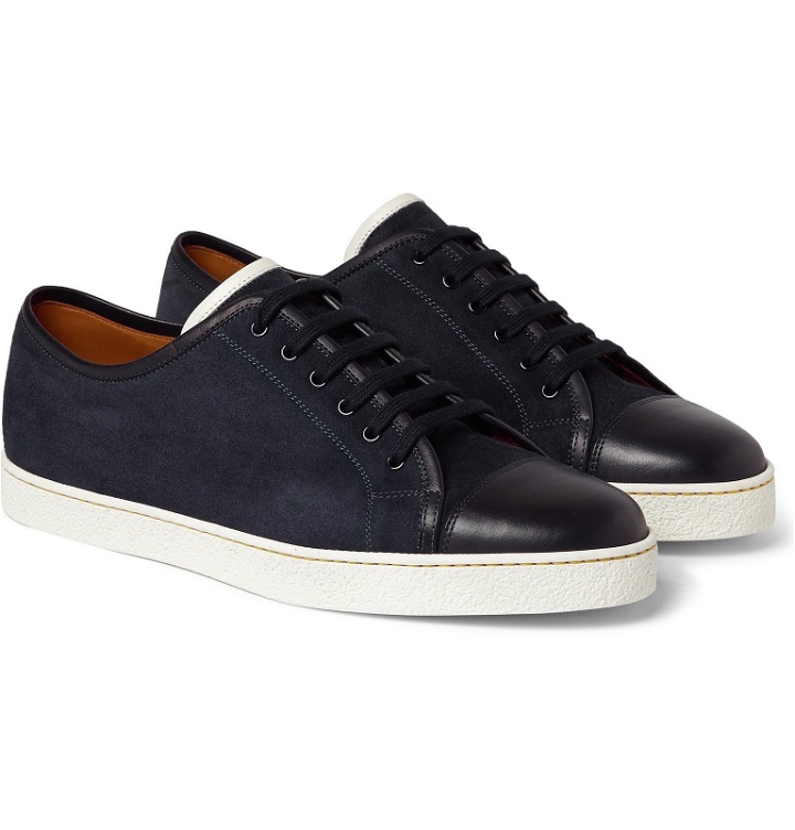 Photo: John Lobb - Levah Cap-Toe Suede and Leather Sneakers - Blue