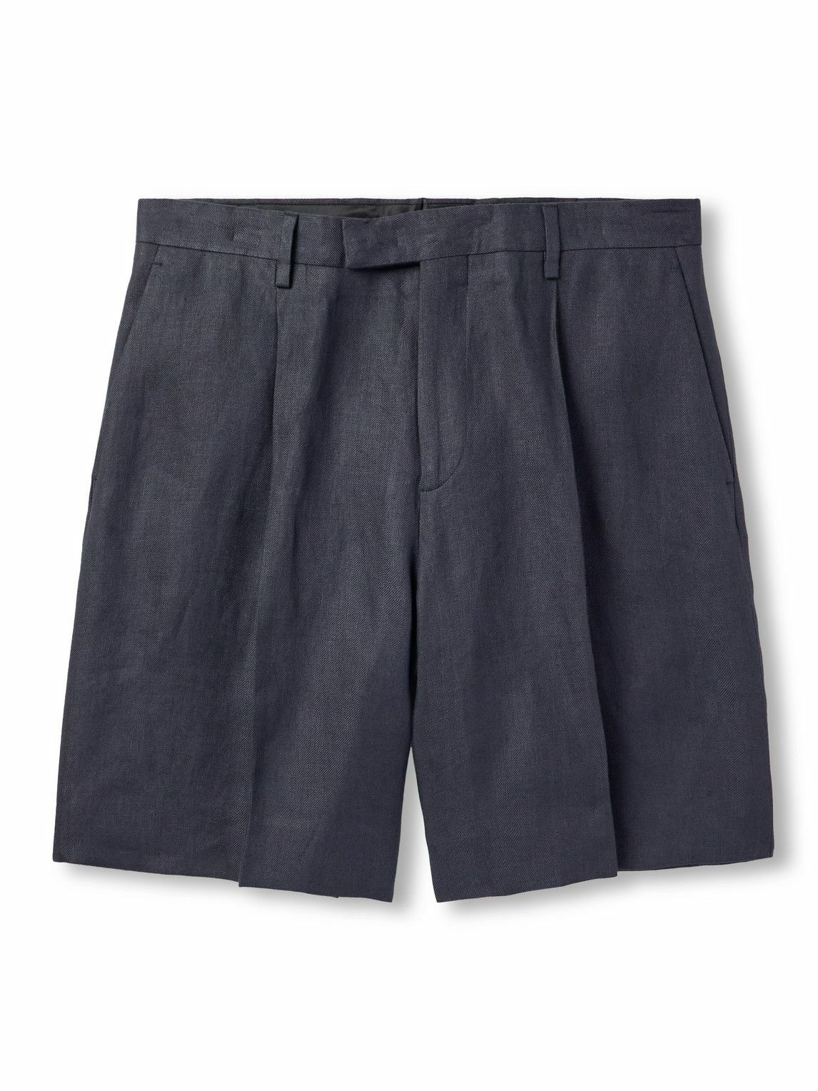 LARDINI｜SHORTS (EQLTR05EQ62023 910BC) Lardini Straight-leg Cotton-blend Seersucker Drawstring