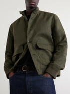 Mr P. - Linen-Twill Harrington Jacket - Green