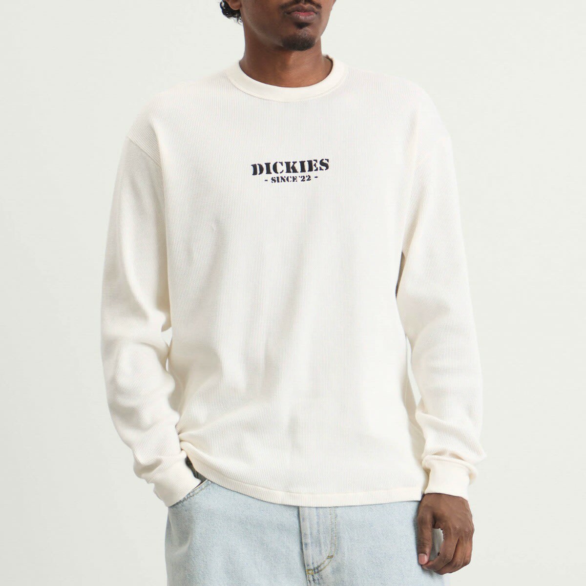 Dickies Men's Long Sleeve Waffle T-Shirt in Egret