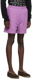 Bode SSENSE Exclusive Purple Logo Rugby Shorts