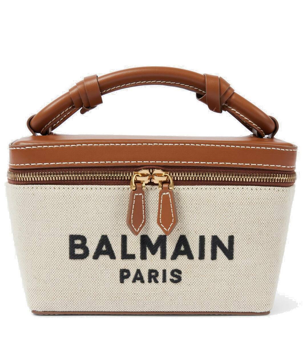Balmain B-Army leather-trimmed canvas makeup bag Balmain