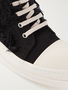 Rick Owens - Distressed Twill Sneakers - Black