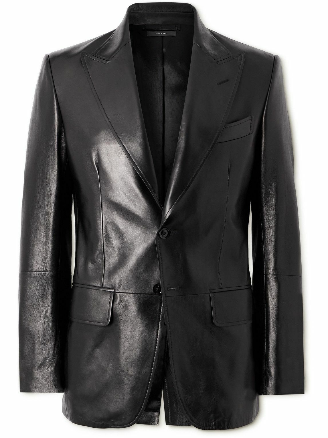 TOM FORD - Slim-Fit Leather Blazer - Black TOM FORD