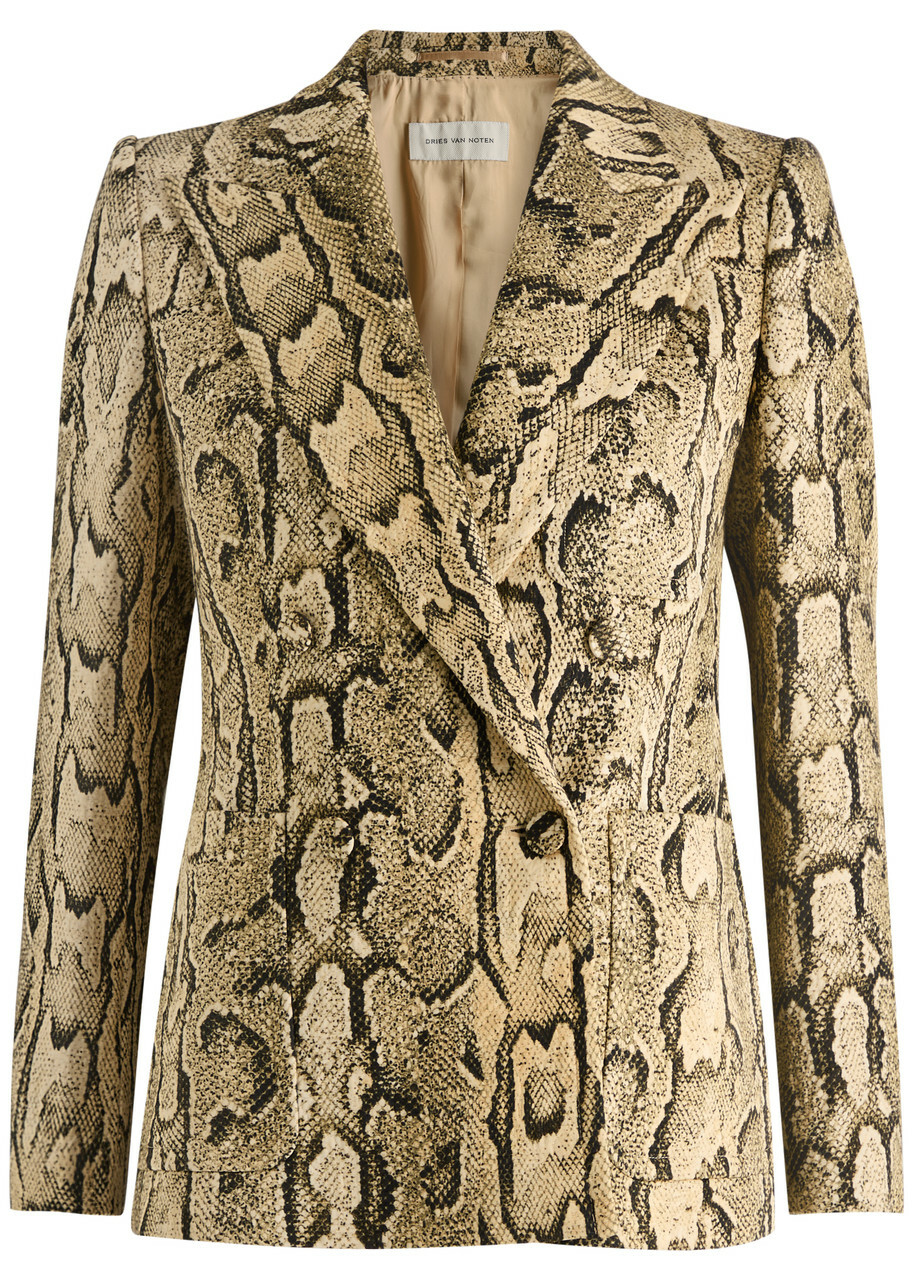 Dries Van Noten Beau Python-print Blazer Beige Dries Van Noten
