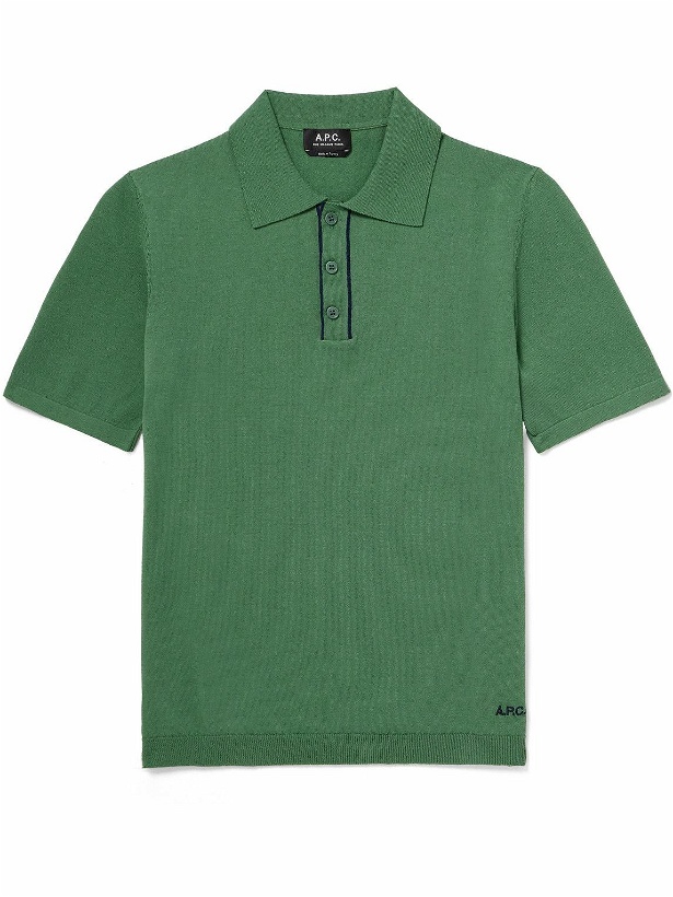 Photo: A.P.C. - Jacky Logo-Embroidered Pima Cotton Polo Shirt - Green