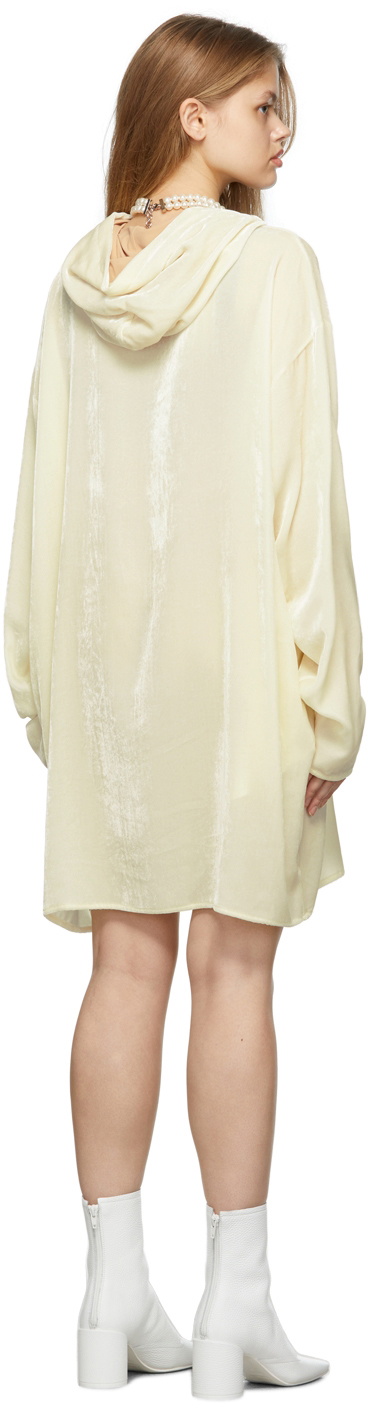 MM6 Maison Margiela Off White Velvet Hoodie Dress MM6 Maison Margiela