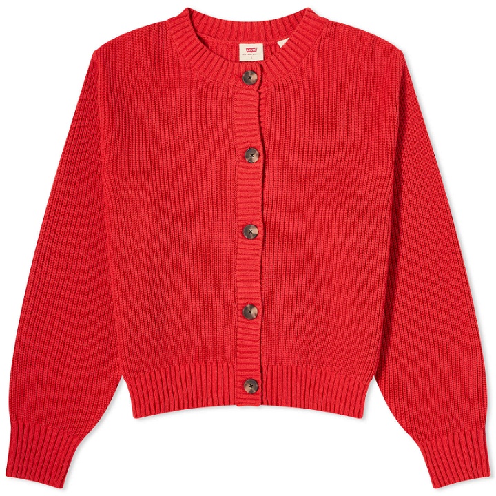 Photo: Levi’s Collections Women's Levis Vintage Clothing Knitted Button Front Cardigan in Script Red