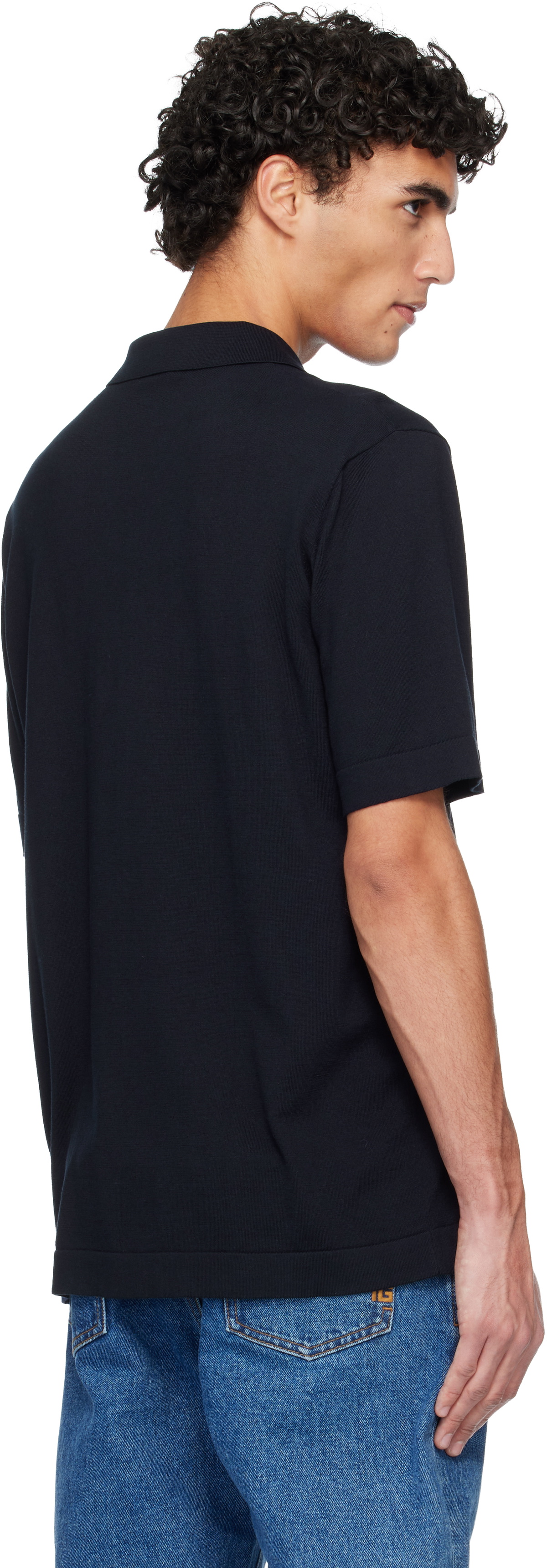 Balmain Navy Embroidered Cotton Polo