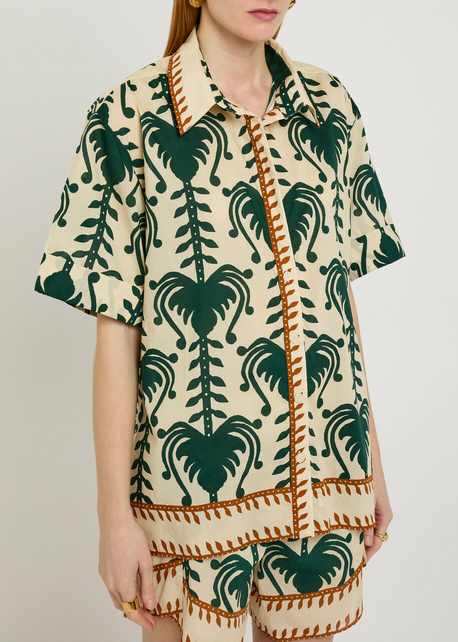 Johanna Ortiz Salty Promises Printed Cotton Shirt Beige