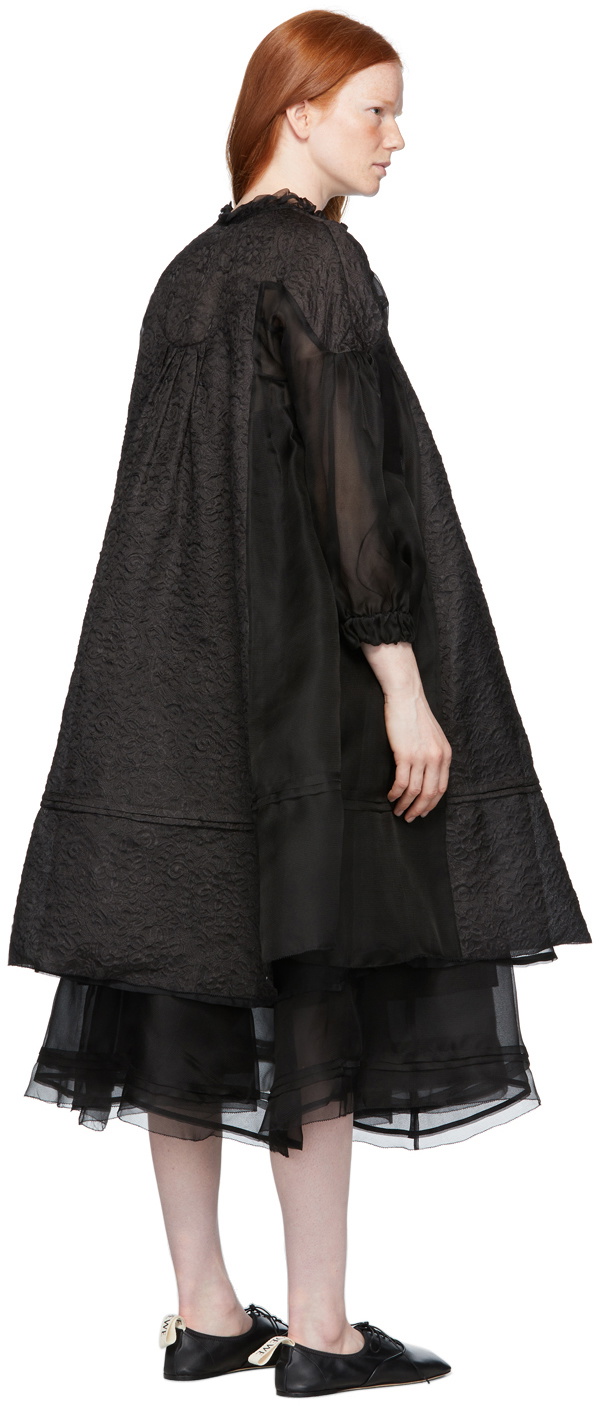 Renli Su Black Mulberry Silk Lace Up Coat