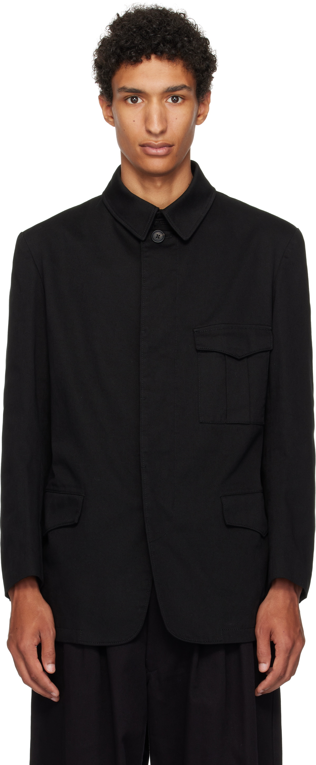 Y's For Men Black Military Jacket