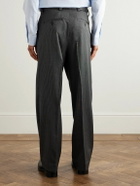 mfpen - Straight-Leg Pleated Striped Wool and Silk-Blend Trousers - Gray
