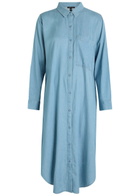 Eileen Fisher Cotton Chambray Midi Shirt Dress Light Blue