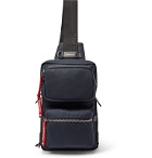Moncler - Leather and Suede-Trimmed Shell Messenger Bag - Blue