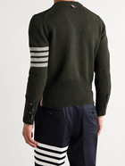 THOM BROWNE - Slim-Fit Striped Shetland Wool Sweater - Green