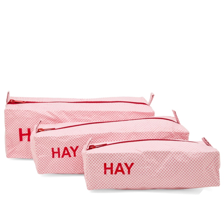 Photo: HAY Candy Mono Wash Bag - Box Set of 3 in Light Pink 