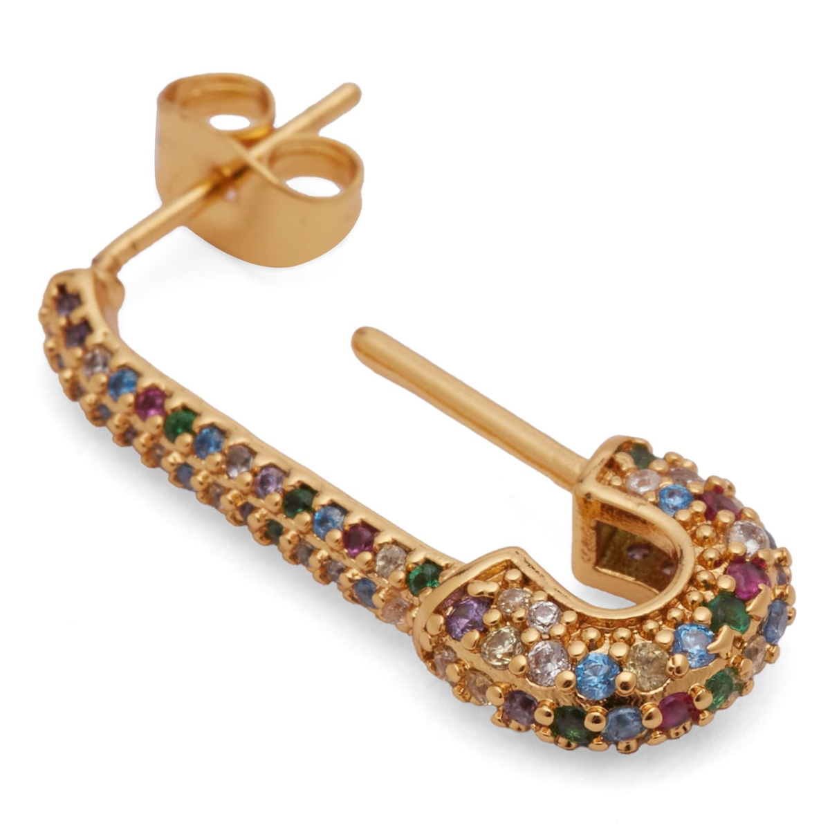 Crystal Haze Women's Single Pin Up Earrings in Rainbow 