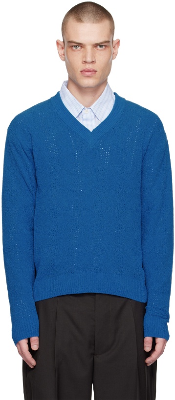 Photo: mfpen Blue V-Neck Sweater