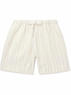 Wales Bonner - Straight-Leg Striped Linen and Cotton-Blend Drawstring Shorts - White