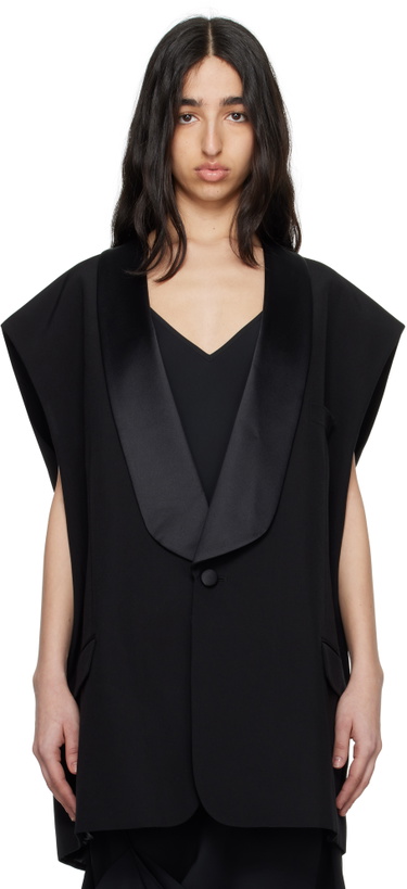 Photo: MM6 Maison Margiela Black Satin Lapel Vest