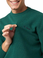 MC2 Saint Barth Man Crewneck Green Sweater With St. Barth Embroidery