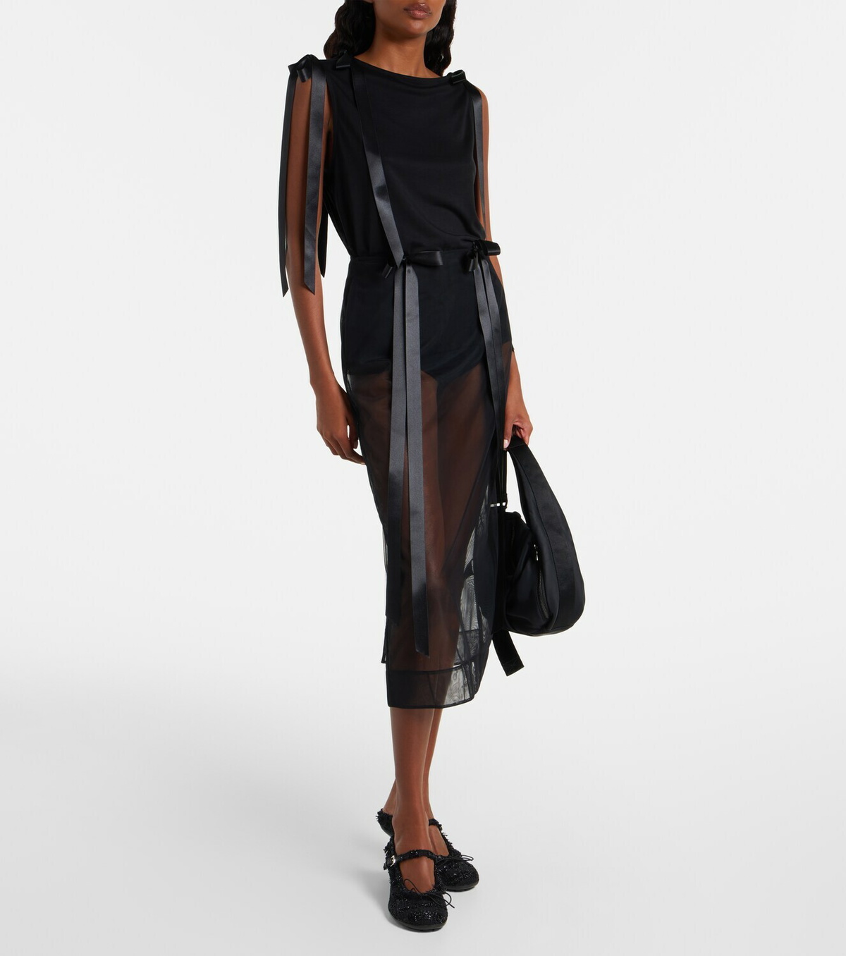 Simone Rocha Bow-detail sheer tulle midi skirt Simone Rocha