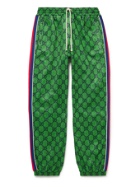 GUCCI - Webbing-Trimmed Monogrammed Tech-Jersey Track Pants - Green