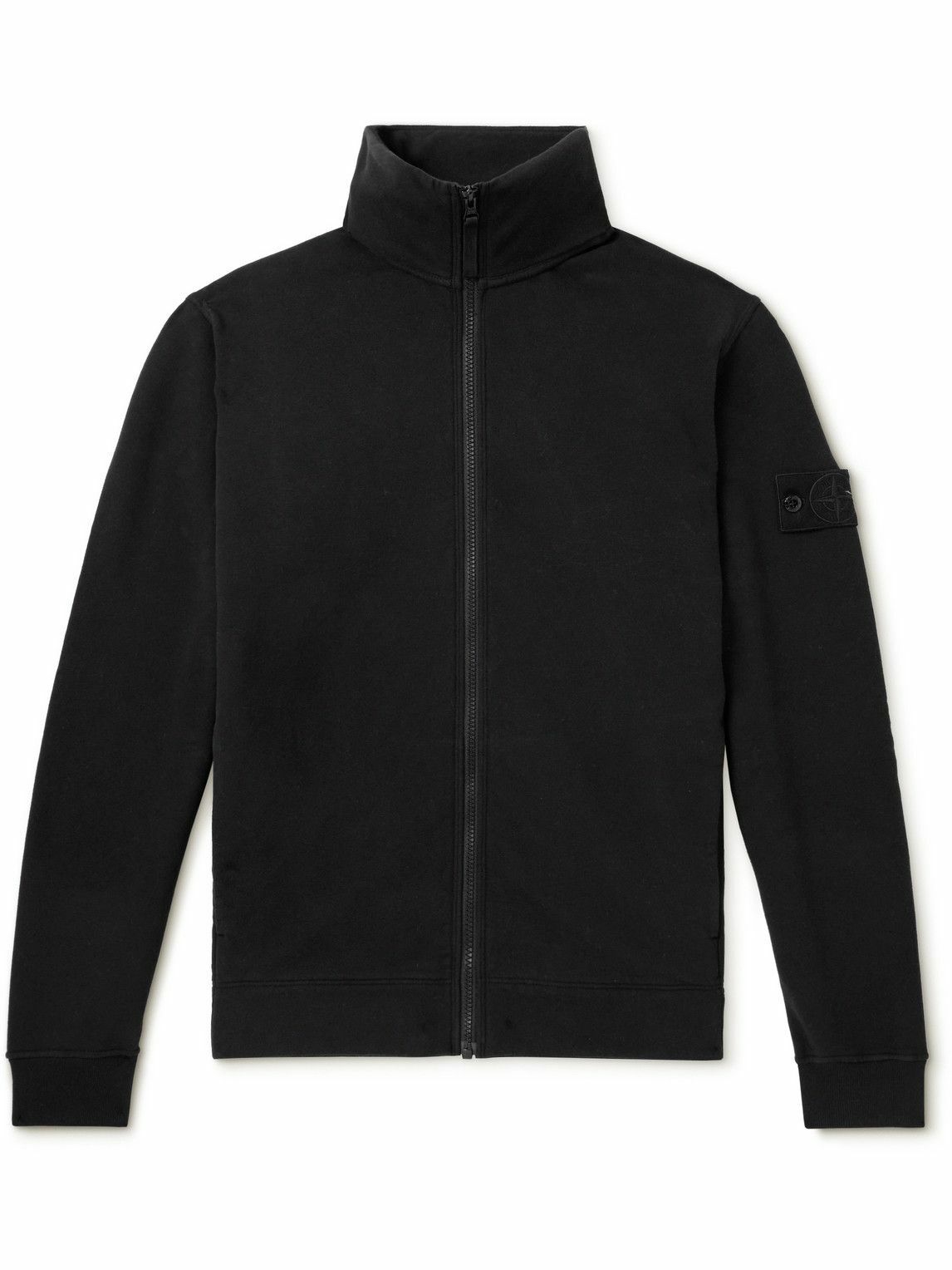 Stone Island - Ghost Cotton-Blend Jersey Zip-Up Sweatshirt - Black