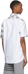 Thom Browne Grey Striped Straight Fit Short Sleeve Shirt