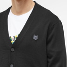 Maison Kitsuné Men's Tonal Fox Head Patch Regular Cardigan in Black