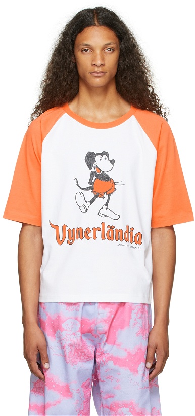 Photo: Vyner Articles White & Orange Raglan T-Shirt