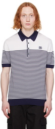 Dolce&Gabbana Off-White & Navy Striped Polo