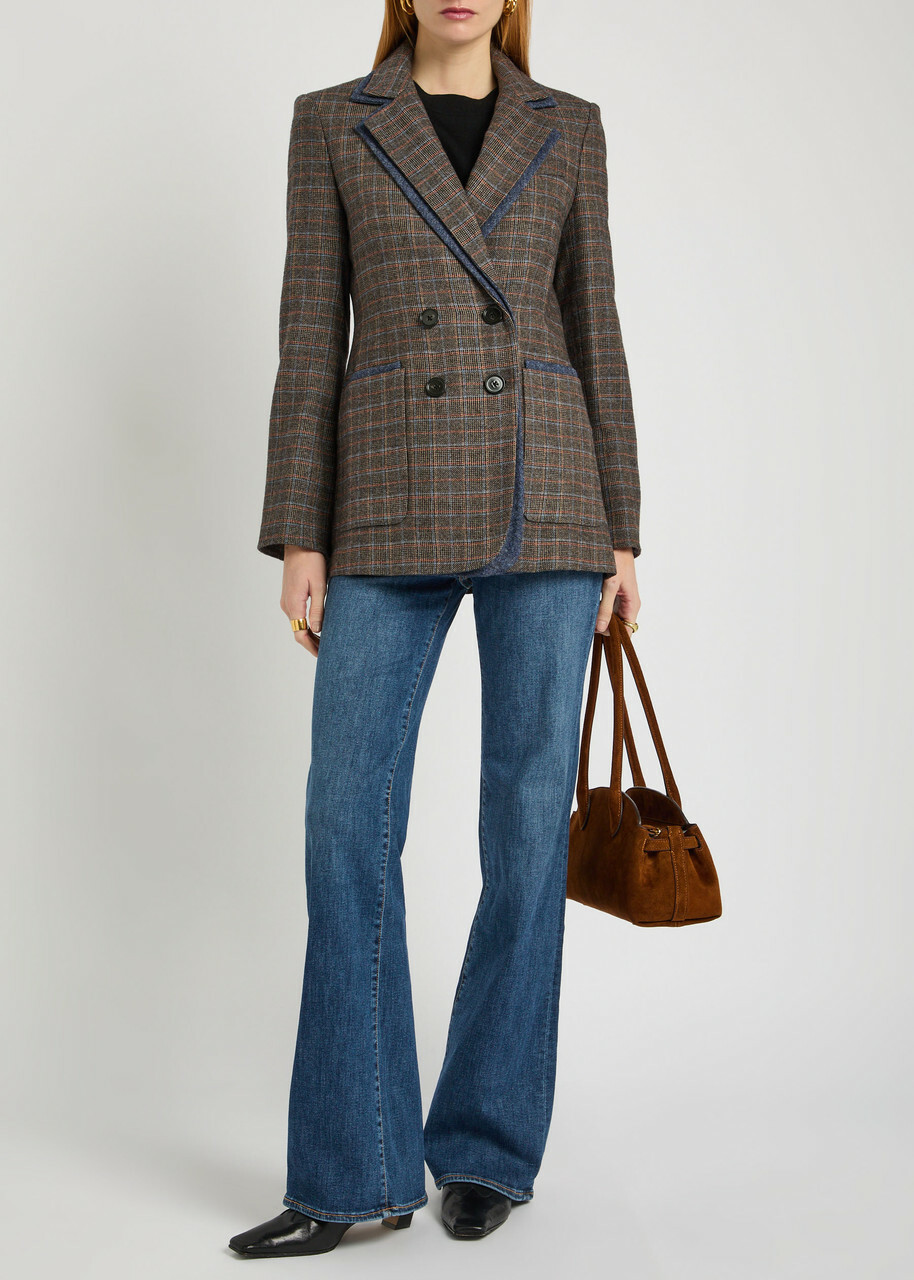 Veronica Beard Hedi Dickey Layered Tweed Blazer Charcoal