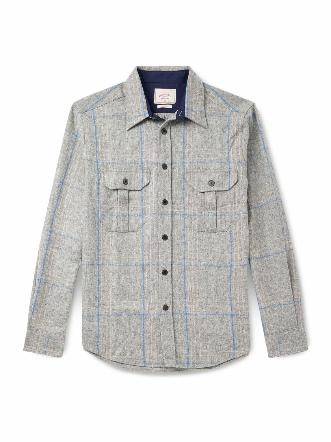Portuguese Flannel - Fixon Checked Wool Overshirt - Gray