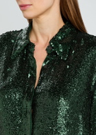 Dries Van Noten Chowy Sequin Shirt Dark Green