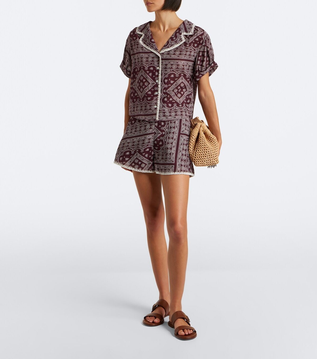 Veronica Beard Tennison printed cotton-blend shorts