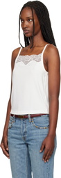 Re/Done Off-White Lace Ribbed Camisole