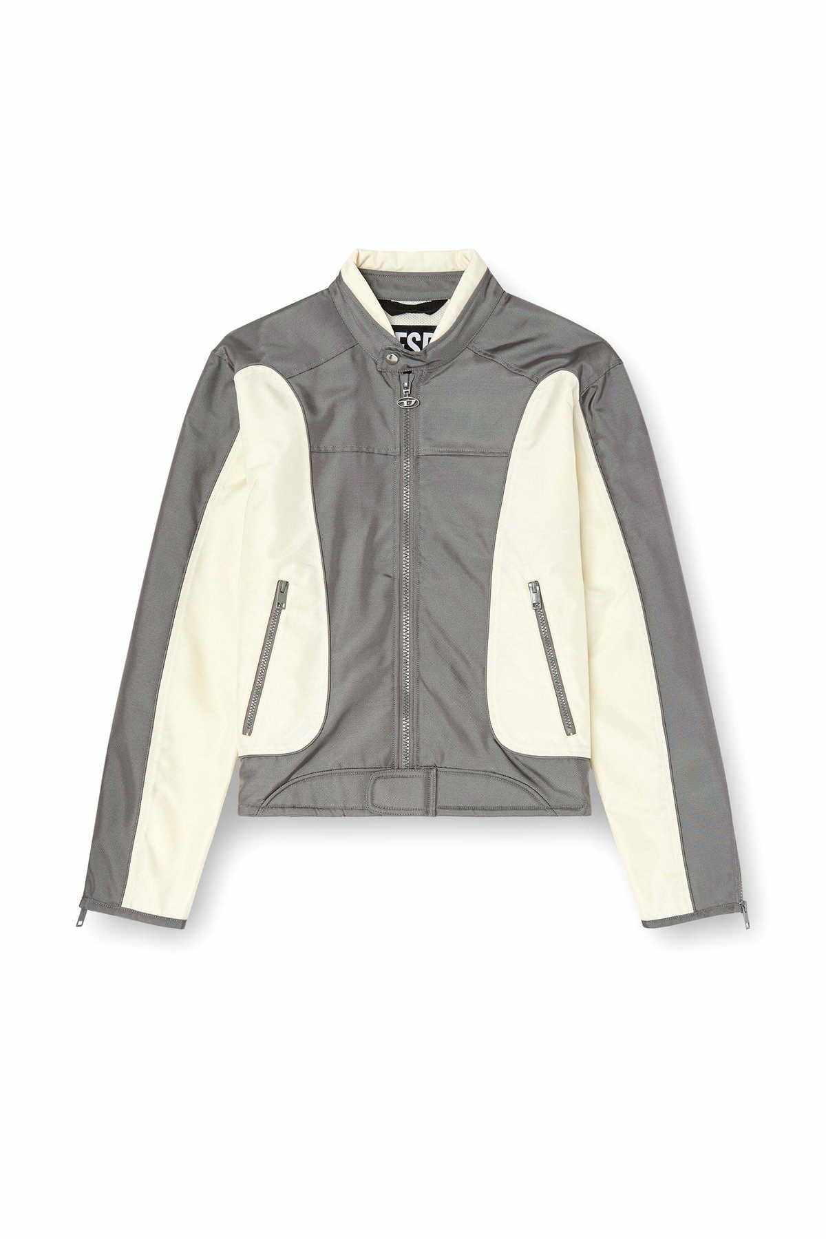 Diesel Colour-block biker jacket with piping - Jackets Mens in Multicolor