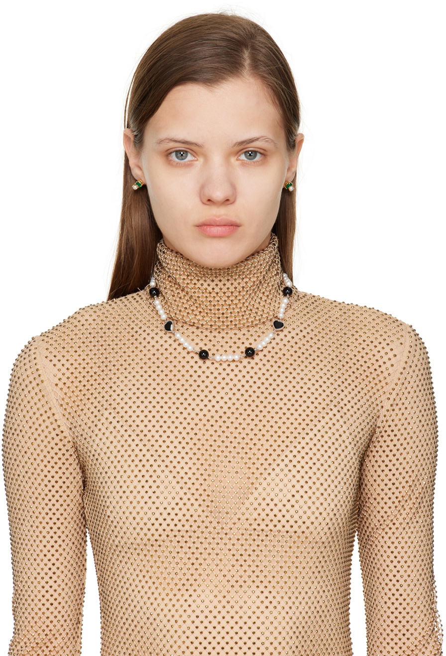 VEERT SSENSE Exclusive White Gold Heart Pearl Necklace