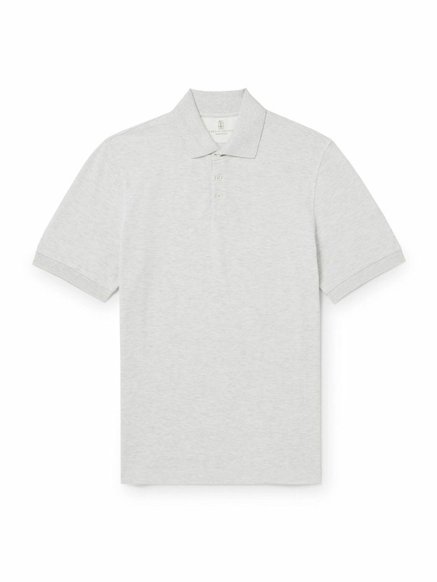 Photo: Brunello Cucinelli - Slim-Fit Cotton Polo Shirt - Gray