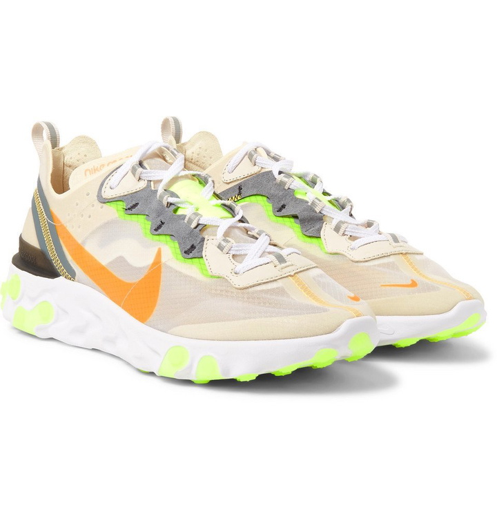 Photo: Nike - React Element 87 Ripstop, Leather and Suede Sneakers - Men - Beige