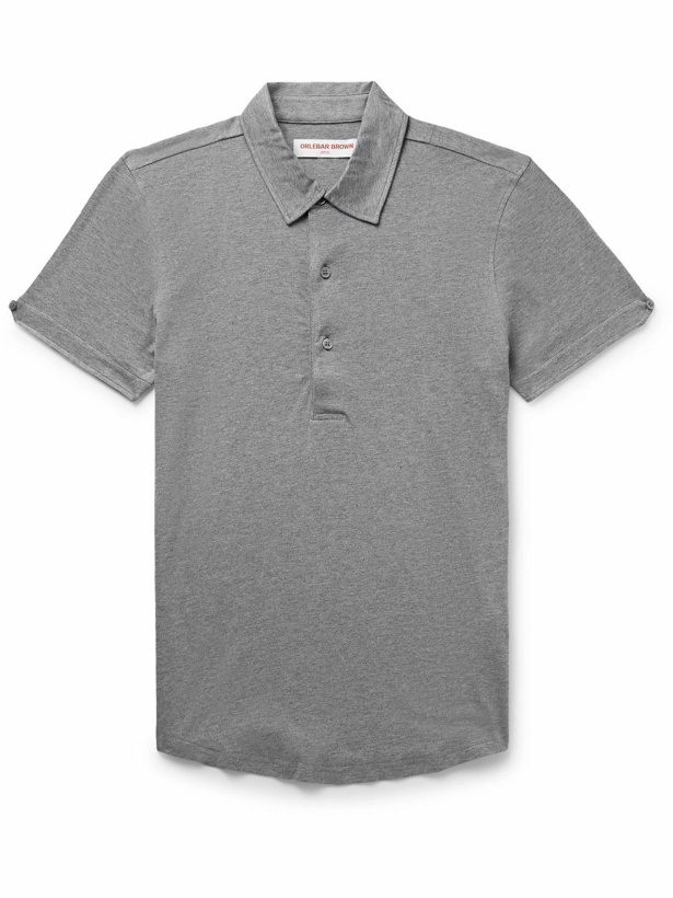Photo: Orlebar Brown - Sebastian Slim-Fit Cotton and Silk-Blend Jersey Polo Shirt - Gray
