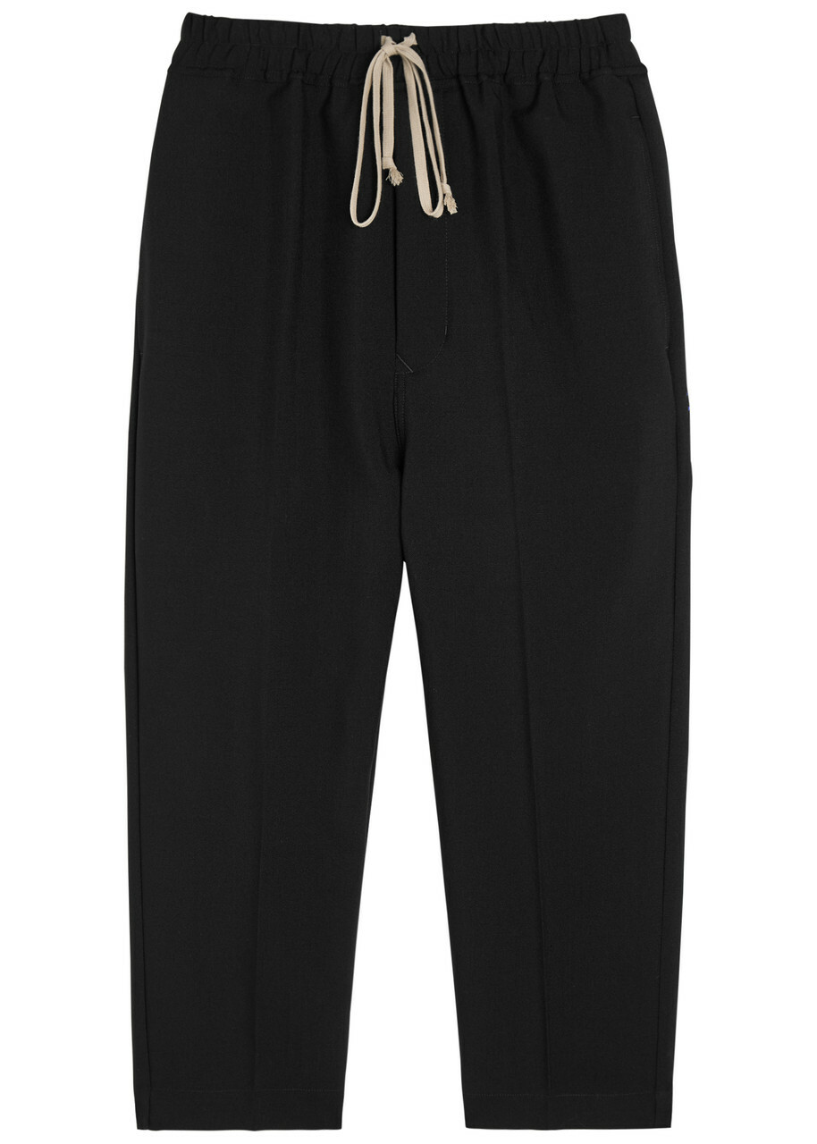 Rick Owens Cropped Tapered-leg Wool Trousers Black