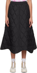 GANNI Black Quilted Midi Skirt